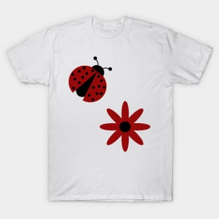 cute ladybug red flower T-Shirt